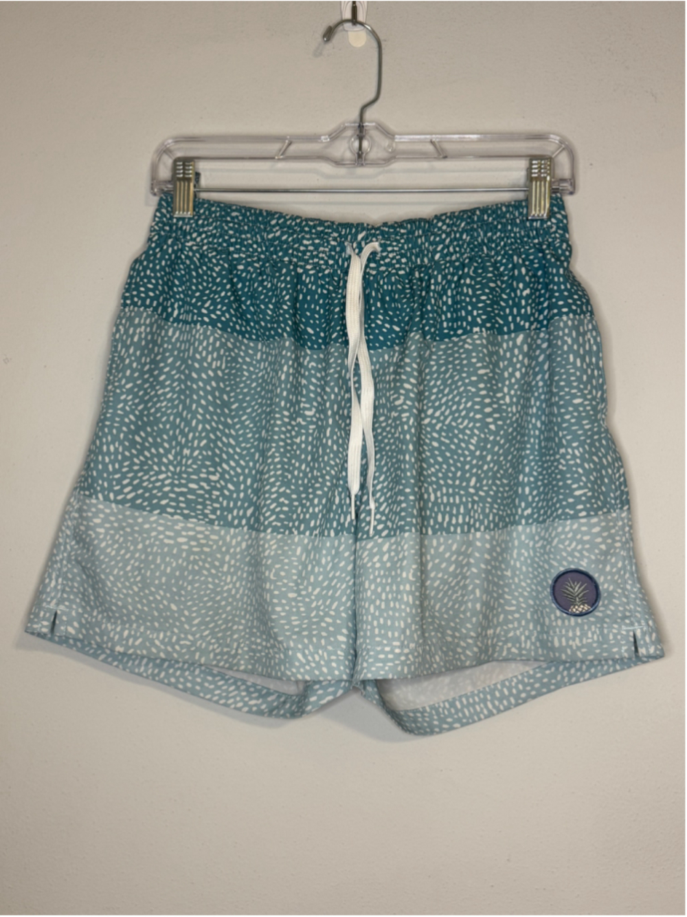 Men's Chubbies Swim Trunks Medium Teal White Patterned Shorts
